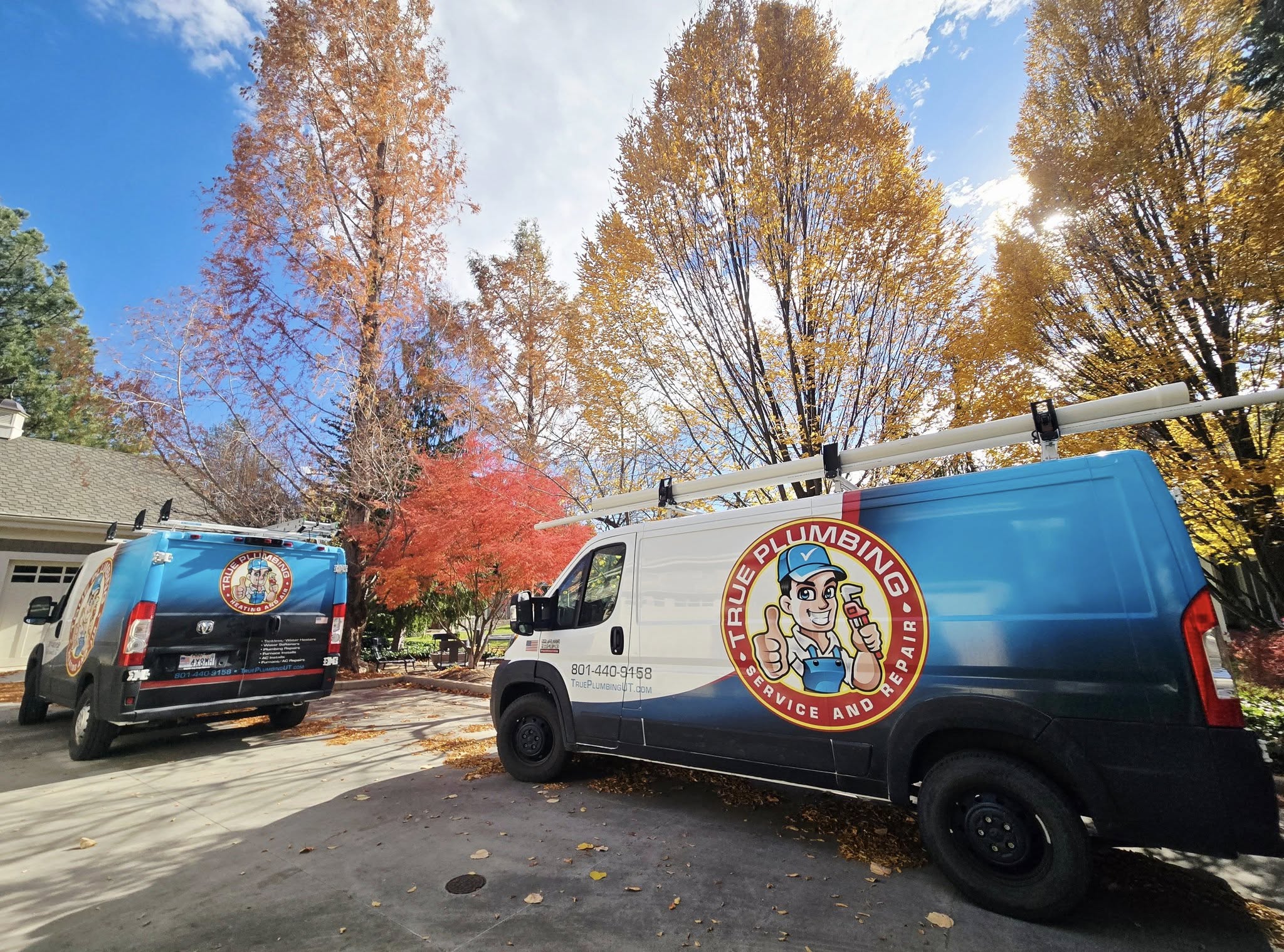 True Plumbing service van serving West Jordan Utah