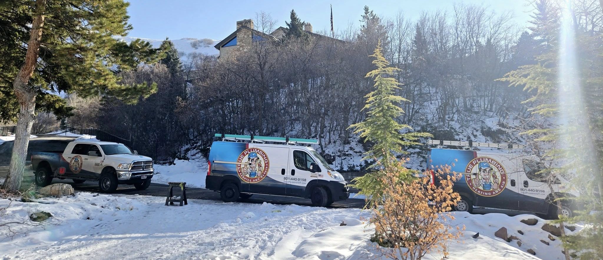 True Plumbing service vans serving Riverton Utah